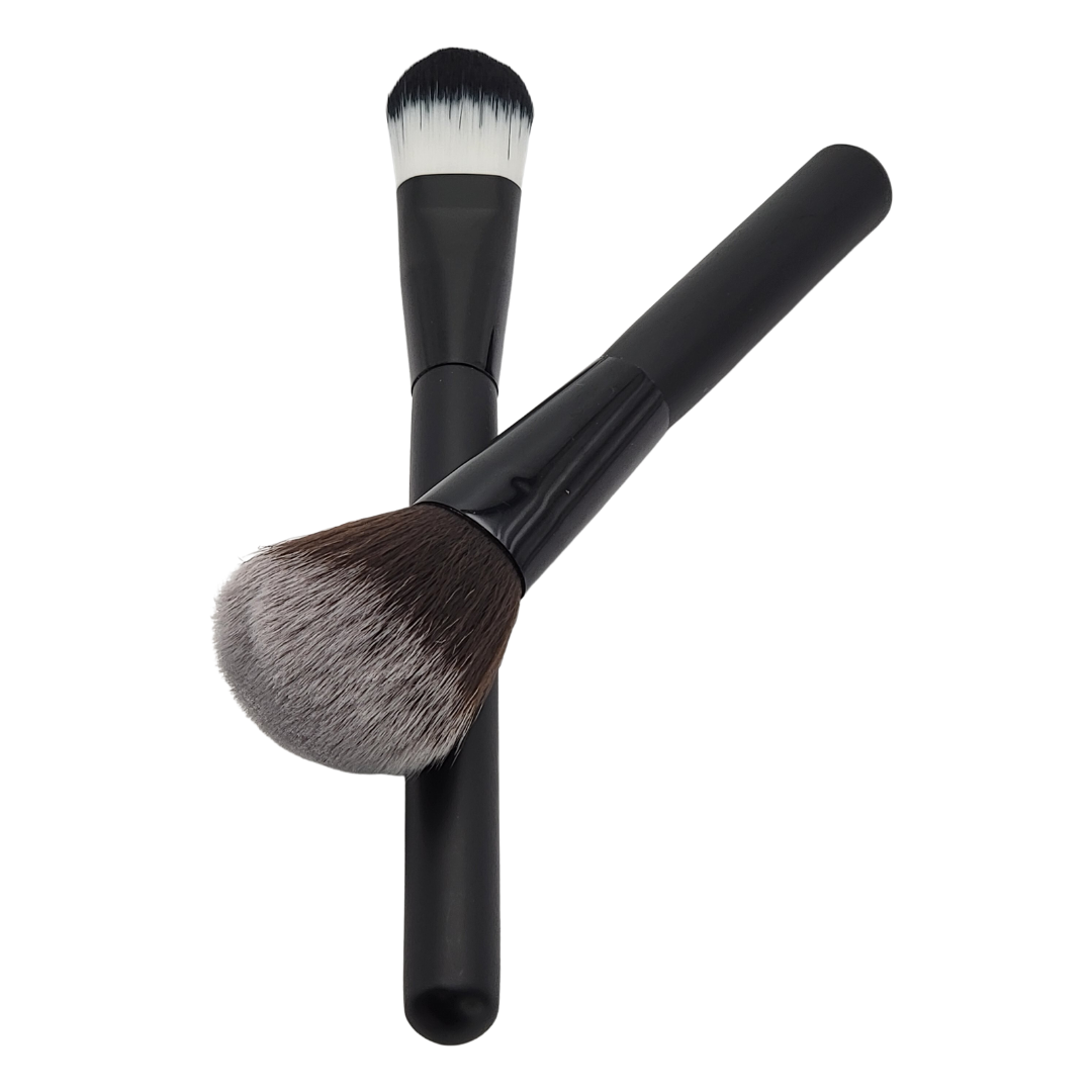Synthetic Vegan Foundation Makeup & Round Buffer Brush Set