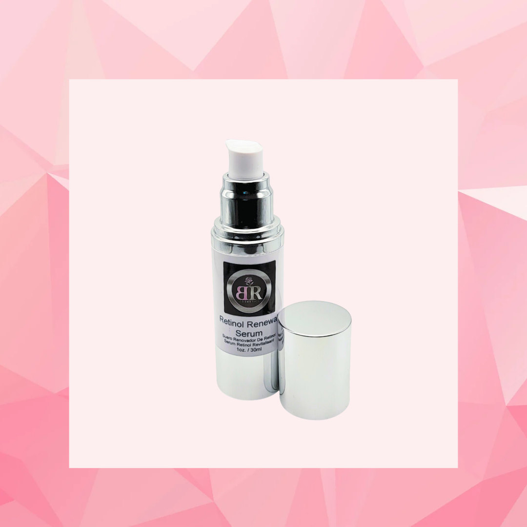 Retinol Renewal Serum by Bailee Rose Cosmetics in an airless pump infused with vegan hydrating botanicals and vitamin-rich ingredients.