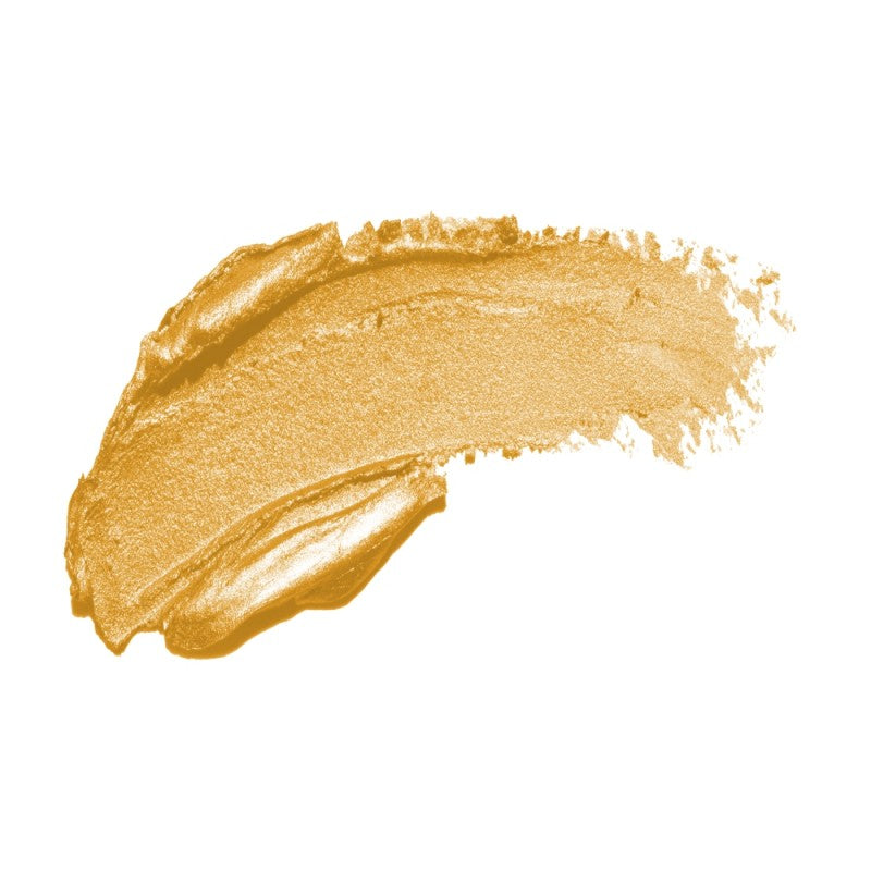 Swatch of Summer Gold Frosted Metallic Lipstick infused with botanical ingredients, delivering a long-lasting radiant finish.