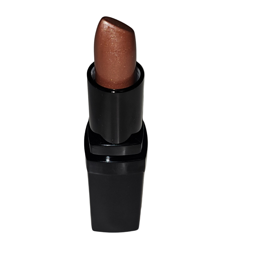 Innocence is a natural frosted metallic lipstick with copper sparkles  infused with botanical ingredients to deliver a deeply hydrated, long-lasting radiant finish.