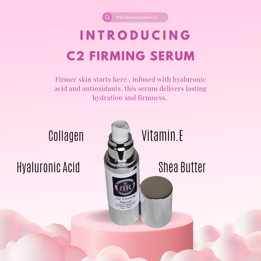 Bailee Rose Vitamin C Firming Serum with natural ingredients like green tea and hyaluronic acid.