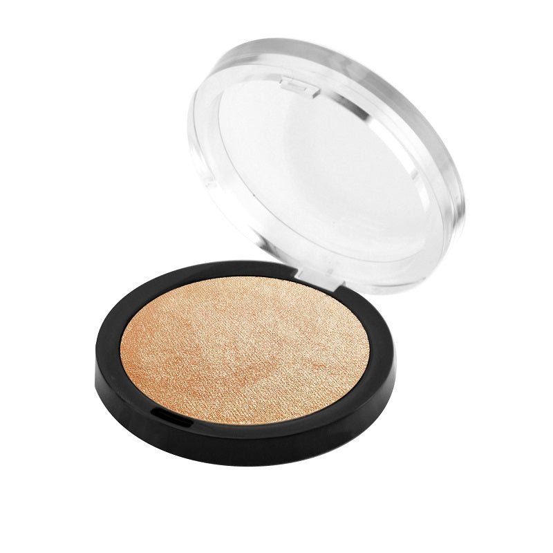 Velvet smooth glow- boosting highlighter Powder compact, which creates an illuminating finish on the face or body 